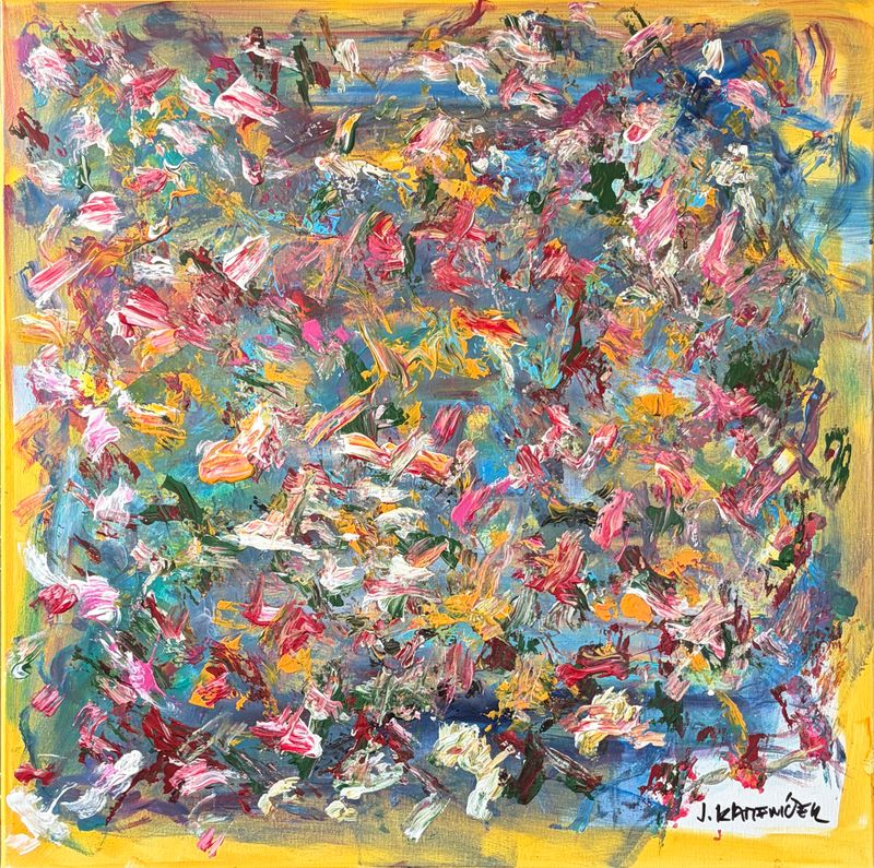 Květy ve větru (Flowers in the Wind), Jan Kameníček — Canvas, 80 × 80 cm