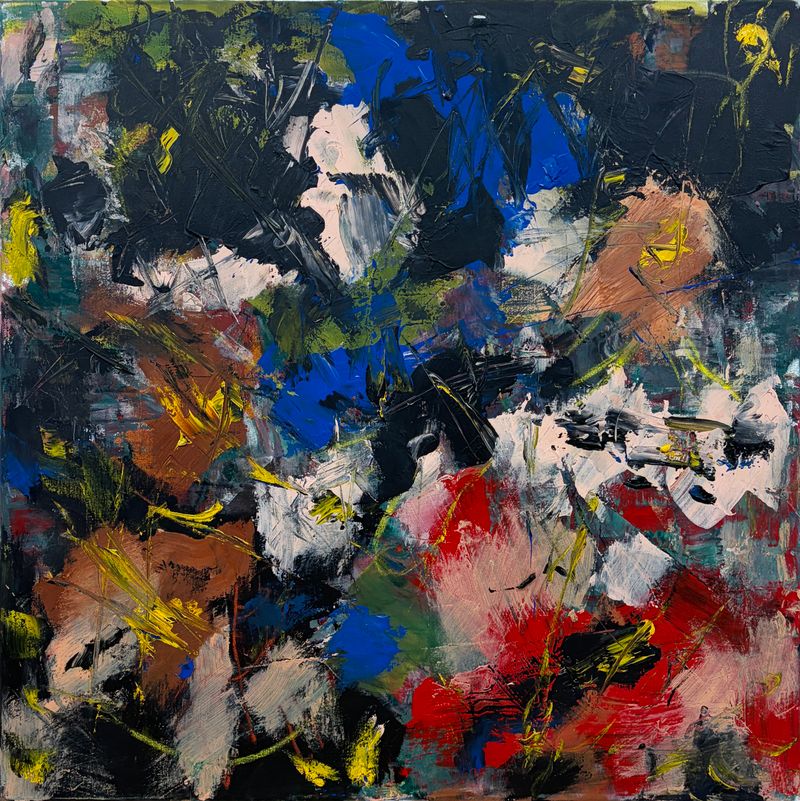 Noční srážka 223 (Colisión nocturna 223), Jan Kameníček — Lienzo, 80 × 80 cm
