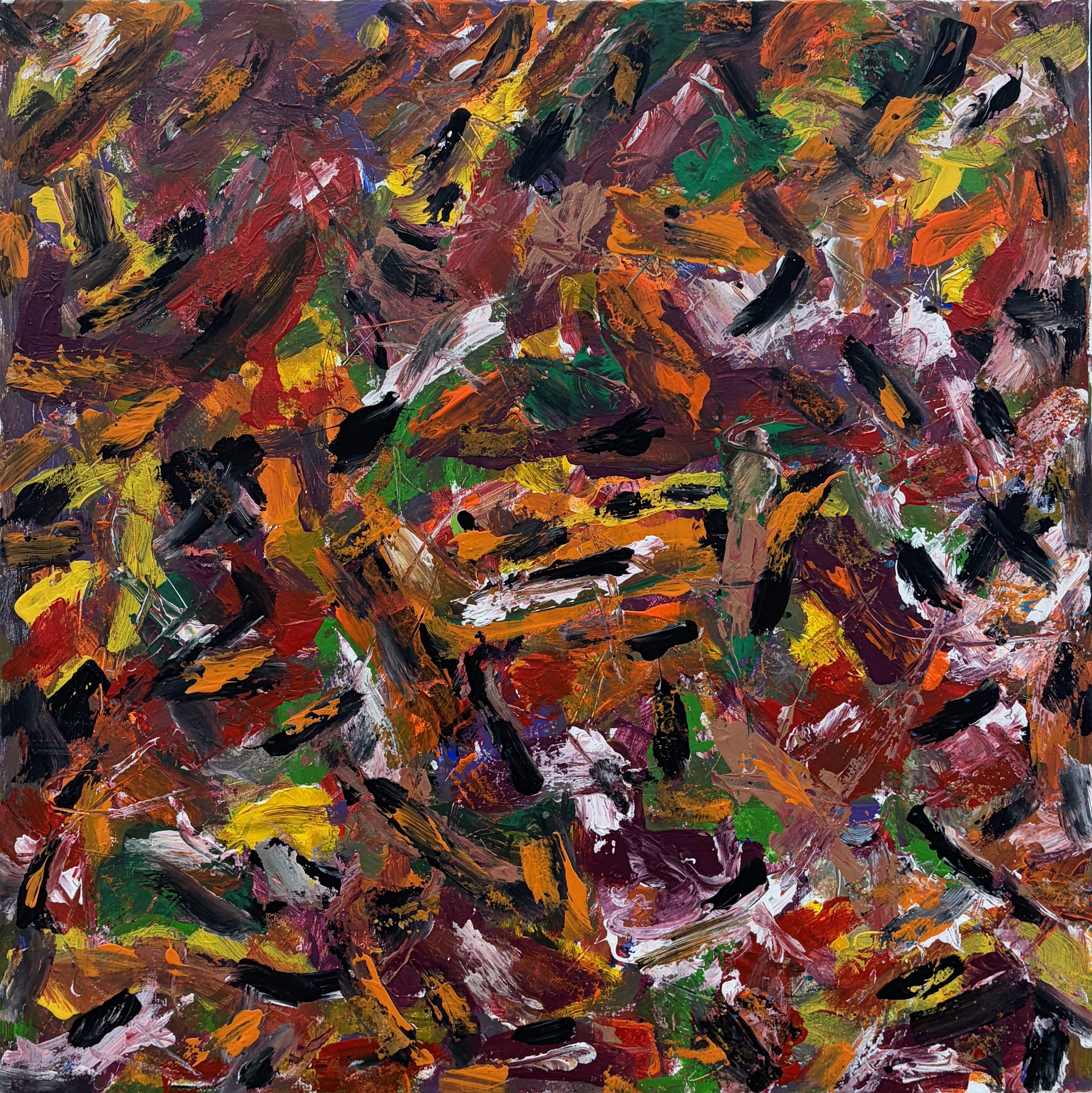 Ohnivá gesta 214, Jan Kameníček — Acrylic, Expressionism, Canvas — 80 × 80 cm