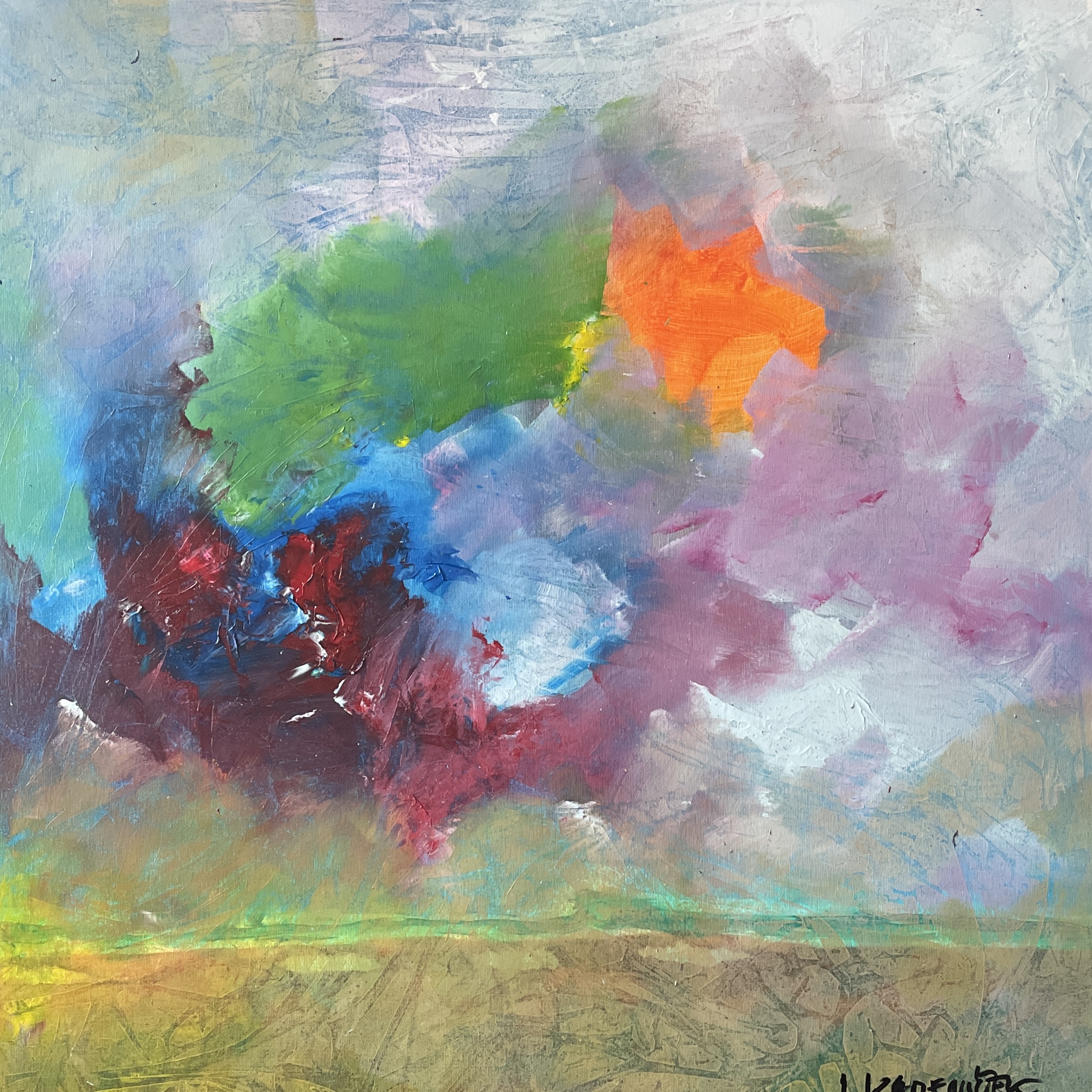 Podzimní krajina 188, Jan Kameníček — Acrylic, Abstract, Canvas — 80 × 80 cm