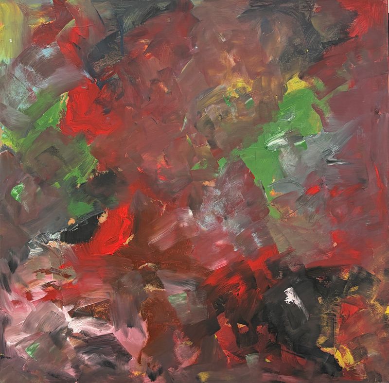 Rudá erupce 305 (Erupção Vermelha 305), Jan Kameníček — Canvas, 100 × 100 cm
