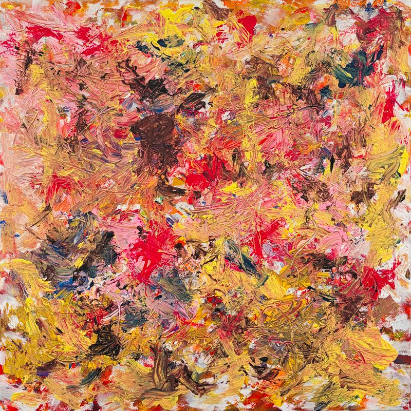 Růžová vřava 306 (Agitação Rosa 306), Jan Kameníček — Canvas, 100 × 100 cm