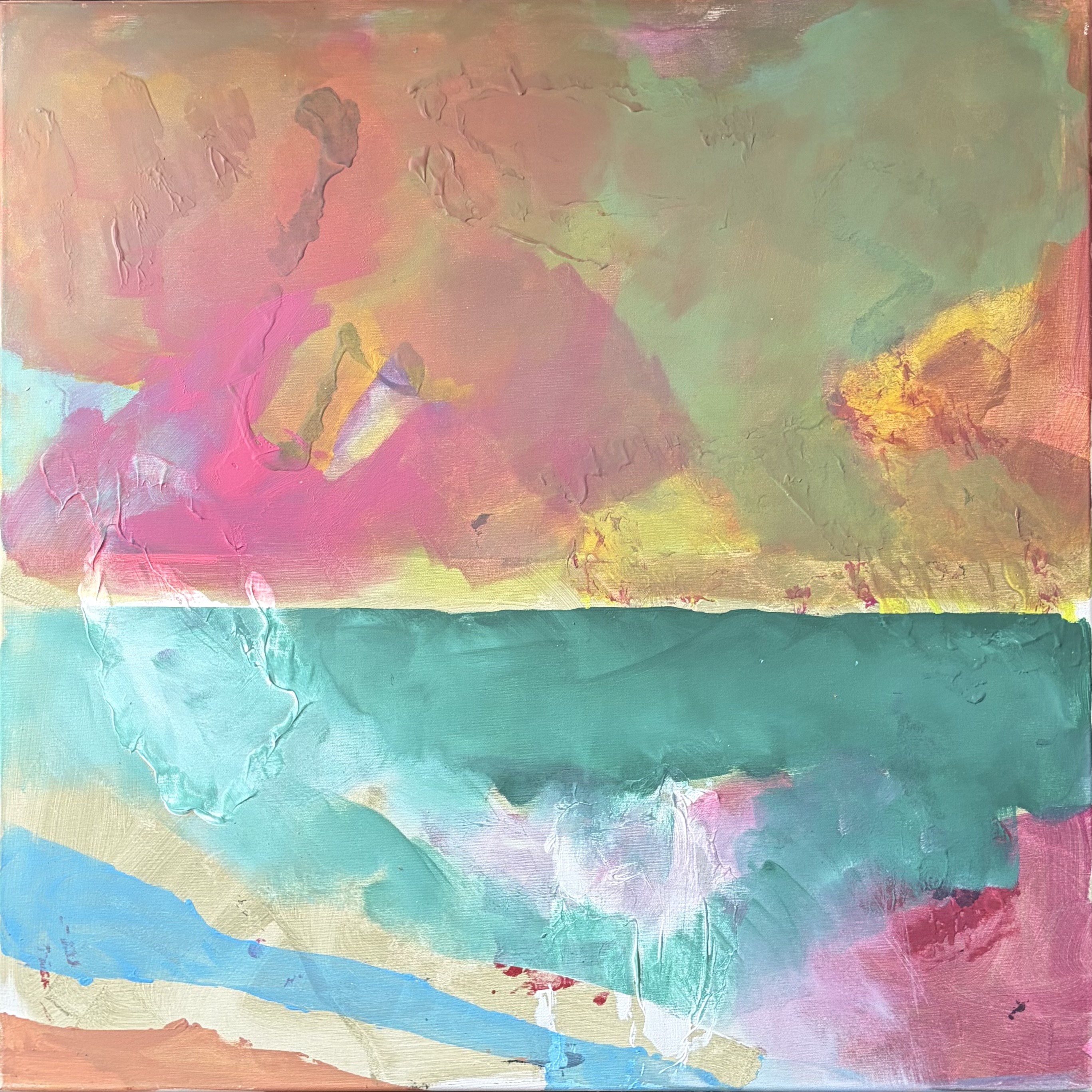Teplý horizont 137, Jan Kameníček — Acrylic, Lyrical, Canvas — 80 × 80 cm