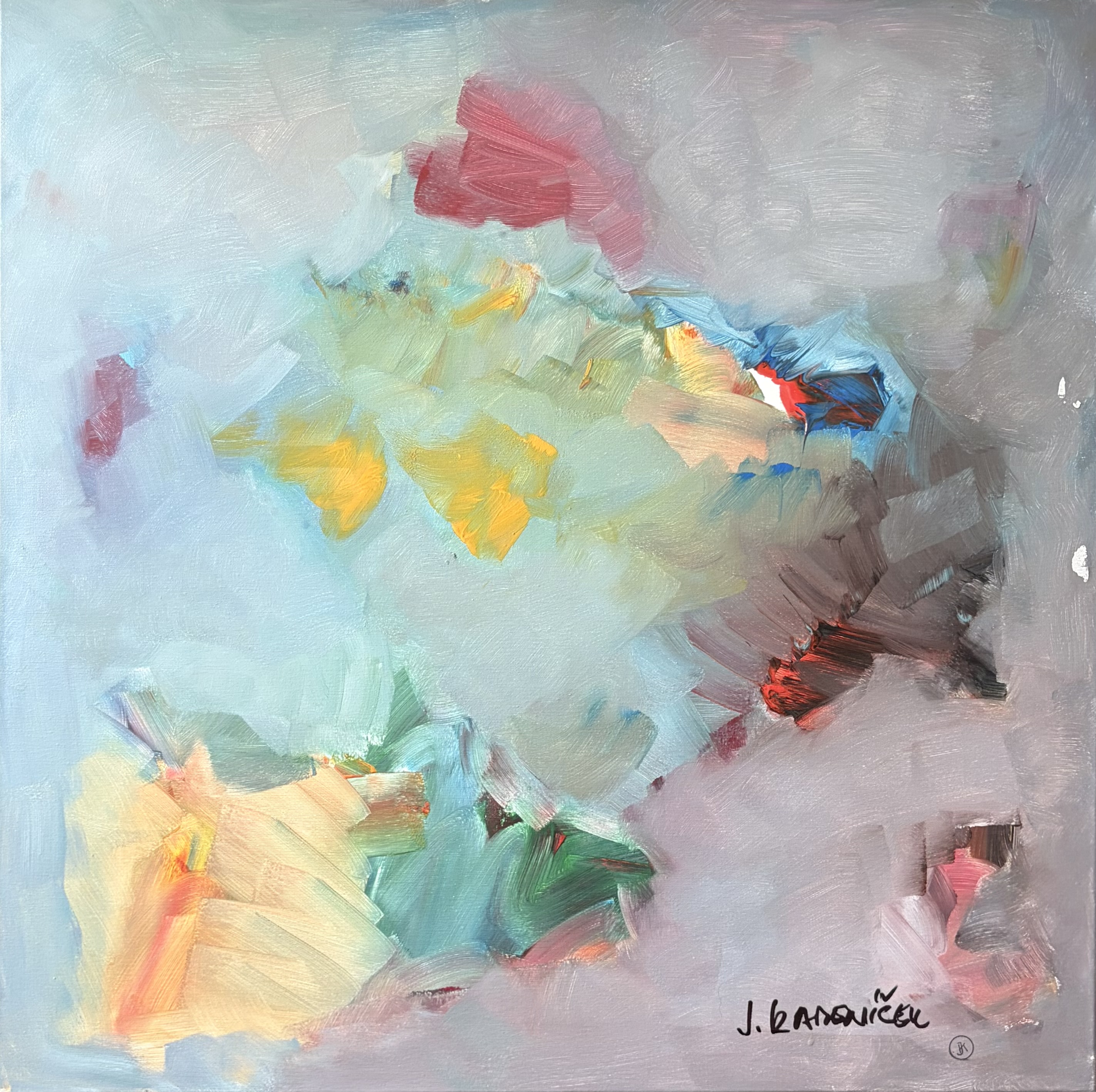 Tiché květy, Jan Kameníček — Acrylic, Lyrical, Canvas — 80 × 80 cm