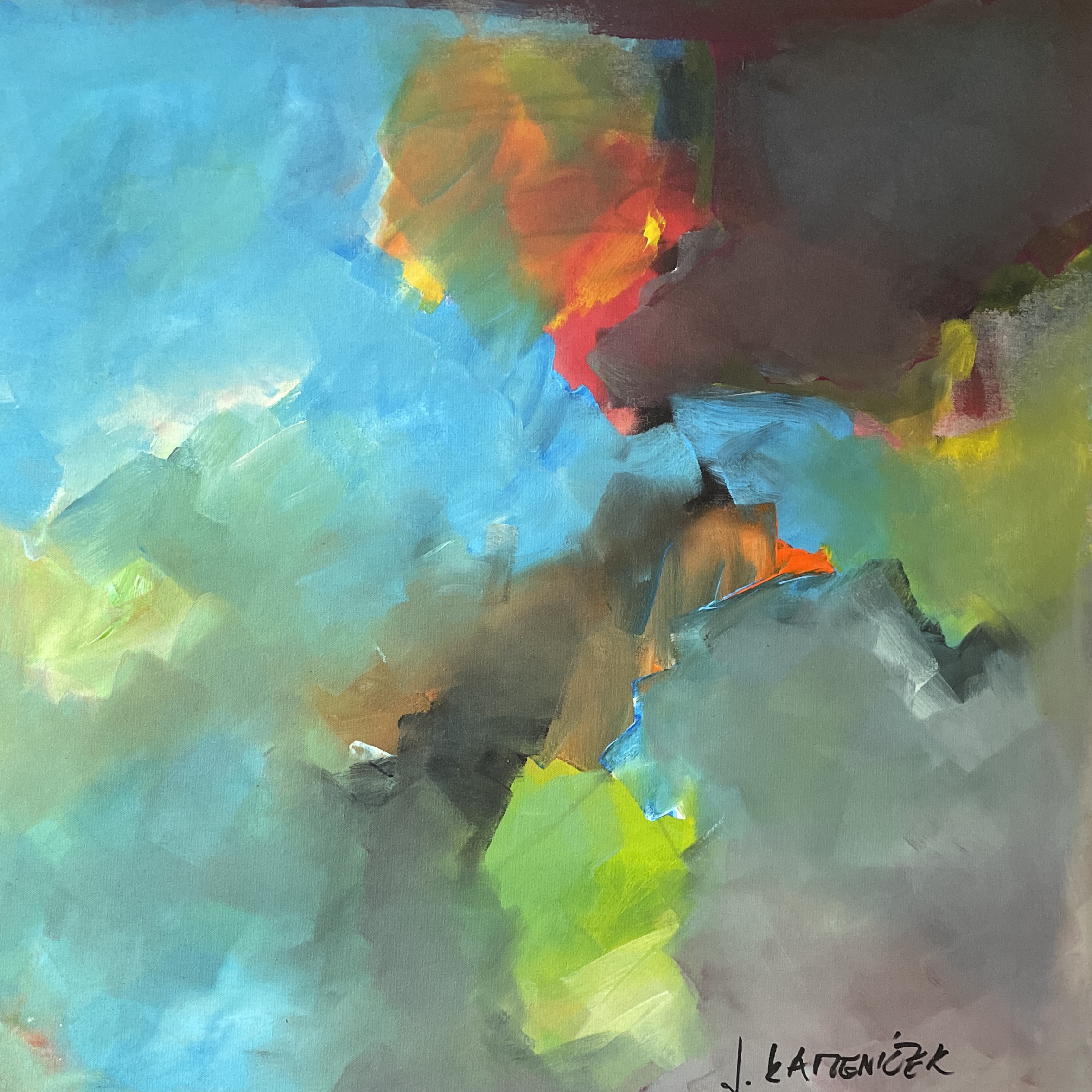 V bouři 228, Jan Kameníček — Acrylic, Abstract, Canvas — 80 × 80 cm