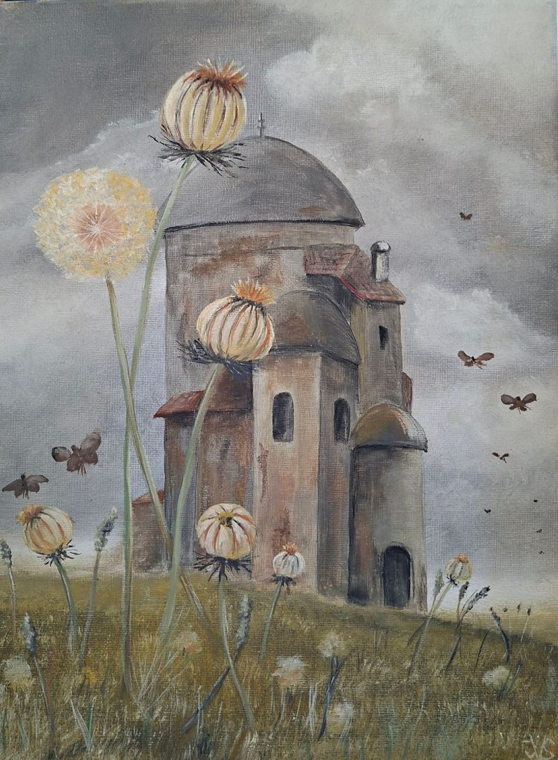 Louka u Bordeaux, Jan Strnad — Plátno, 30 × 40 cm