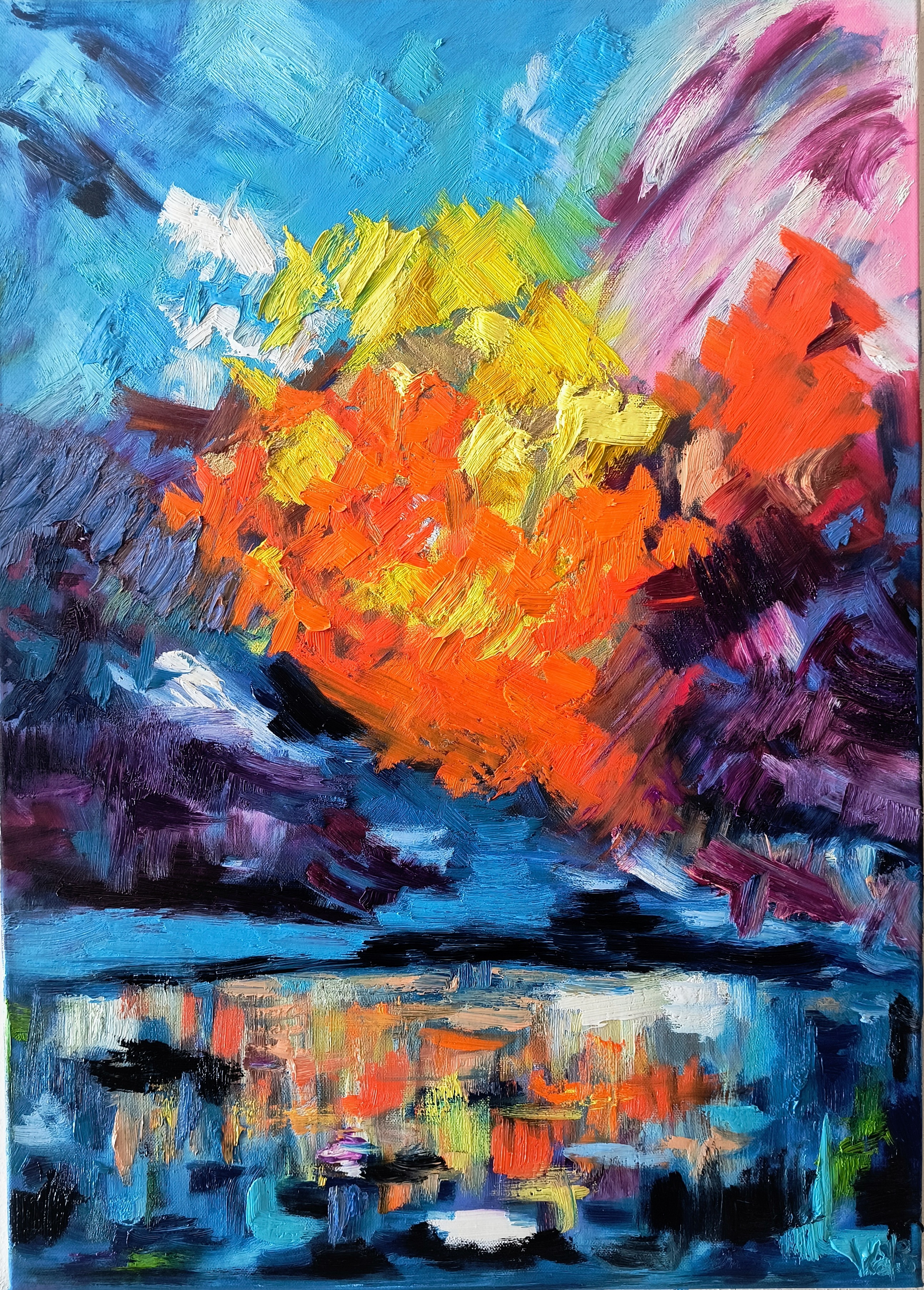 Hladina, Jaroslav Velčovský — Oil Painting, Abstract, Canvas — 50 × 70 cm
