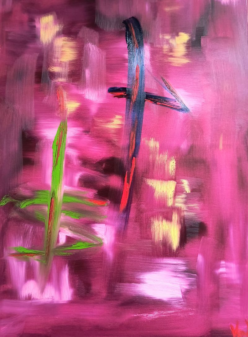Setkání protikladů (O encontro dos opostos), Jaroslav Velčovský — Canvas, 50 × 70 cm