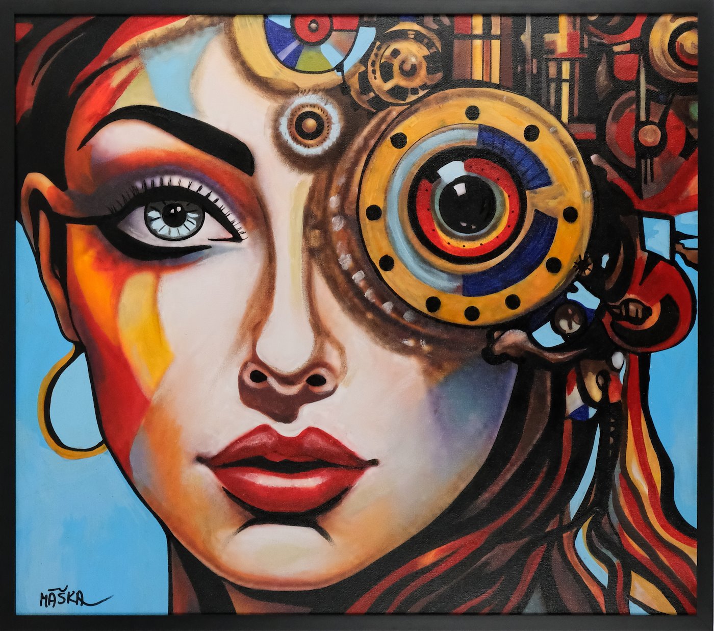 Digitální manželka, Jiří Máška — Mixed Media, Surrealism, Canvas — 80 × 60 cm