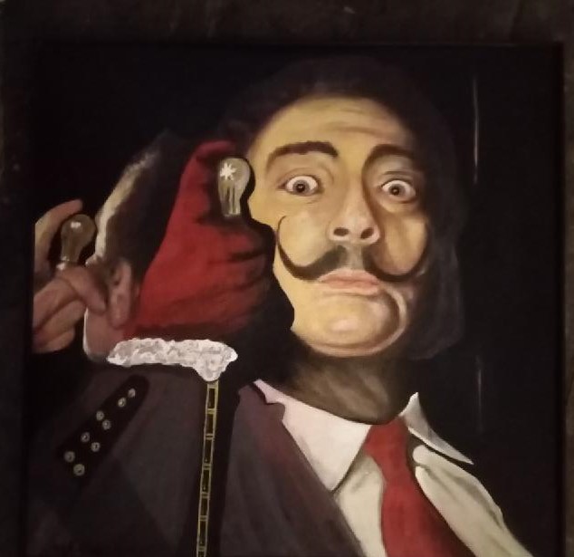 Sen Dalího, Jiří Máška — Mixed Media, Surrealism, Canvas — 60 × 60 cm