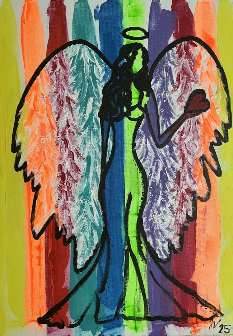Barevný anděl (Színes angyal), Jitka Vavrušová — Vászon, 50 × 70 cm