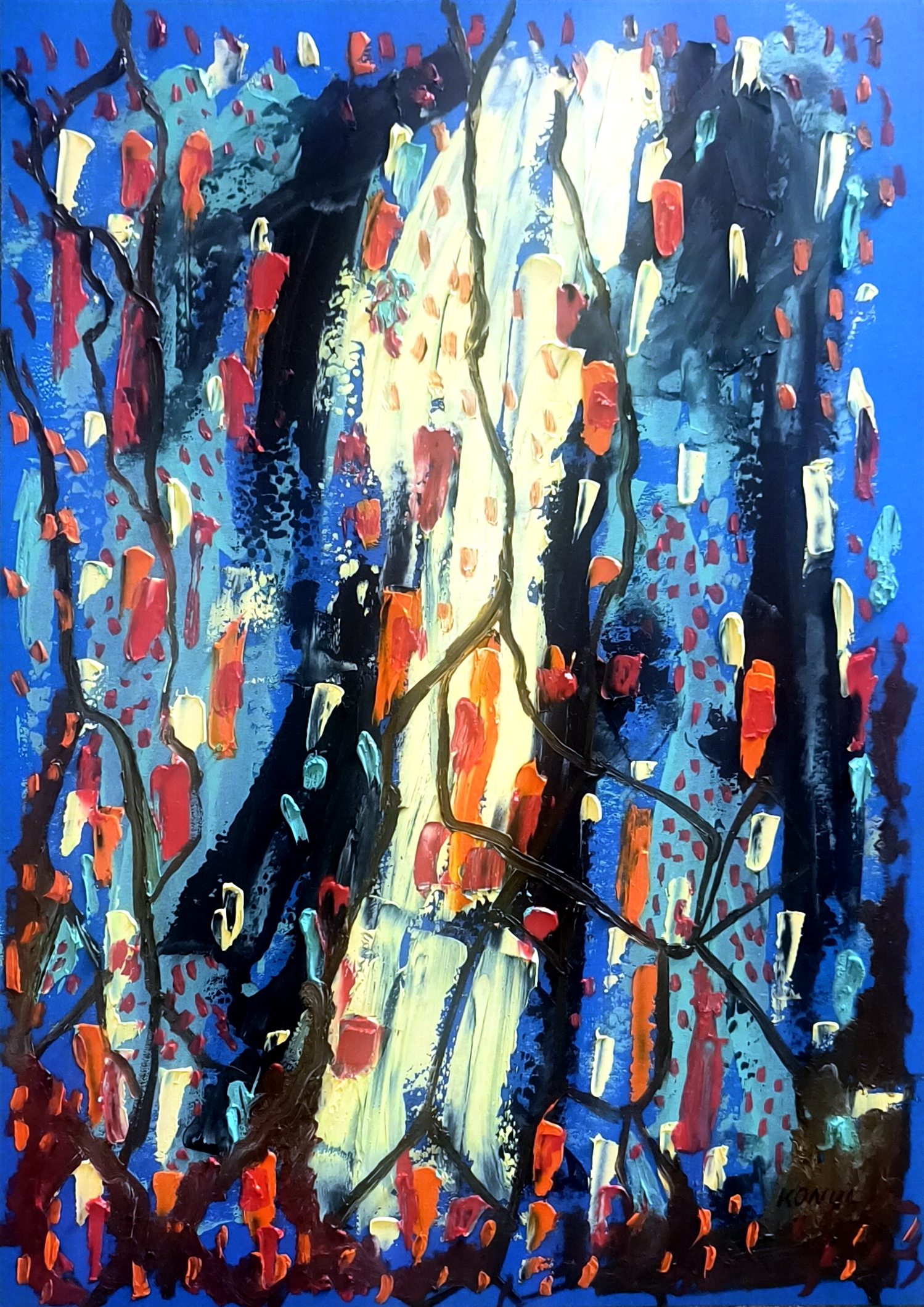 Autumn Impulse, Konul Khalilova — Oil Painting, Abstract, Paper — 24 × 34 cm