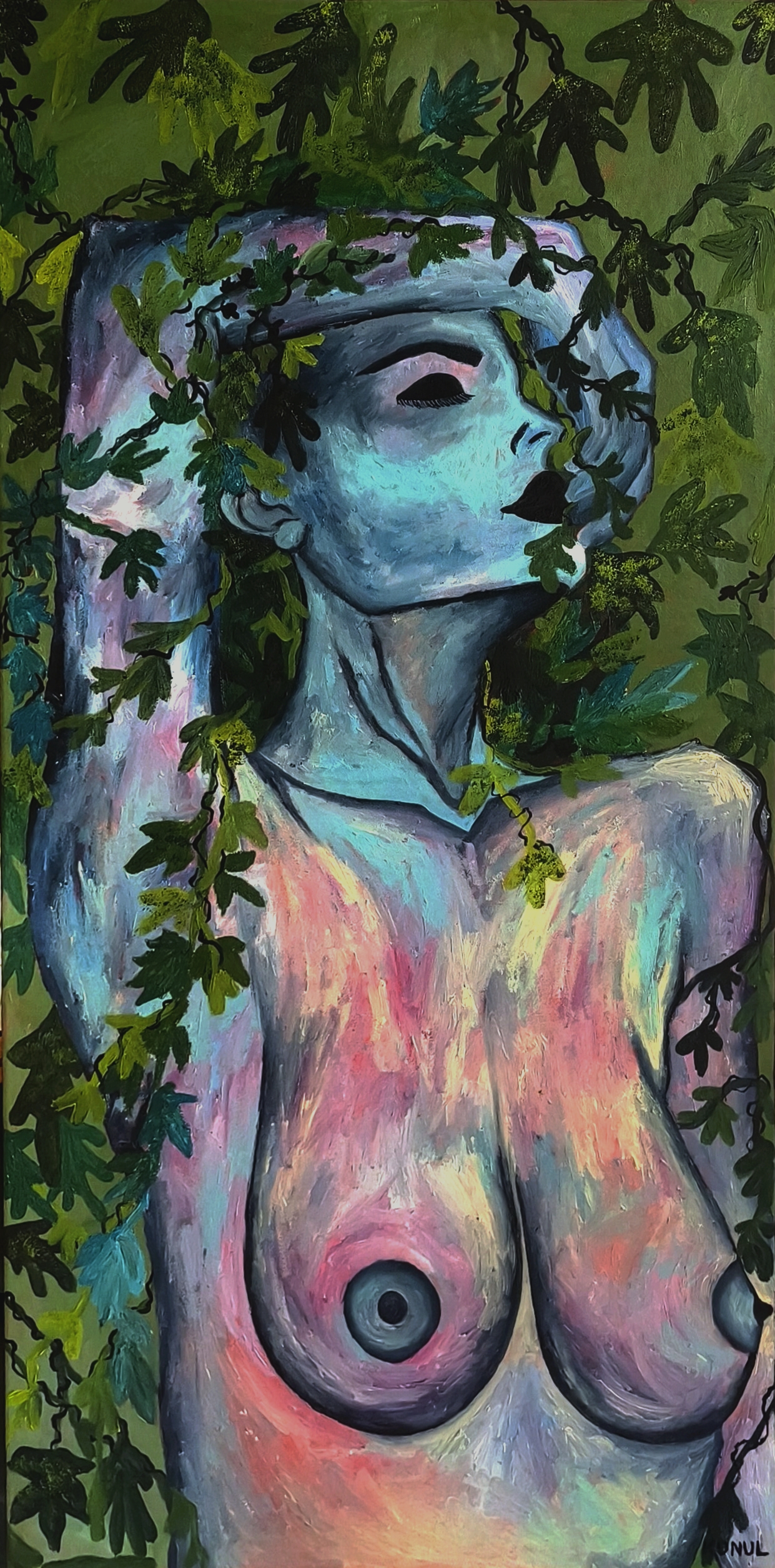 While the Roots Grow, Konul Khalilova — Oil Painting, Impressionism, Canvas — 50 × 100 cm