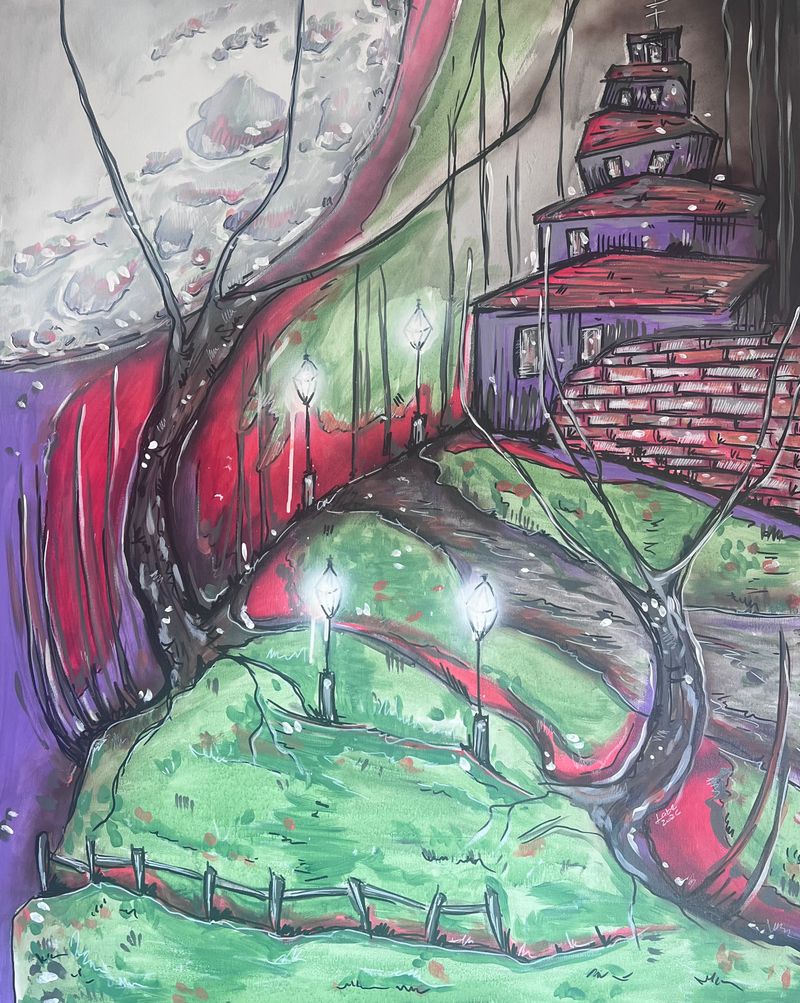 Purpurový priechod, Labe — Plátno, 80 × 100 cm