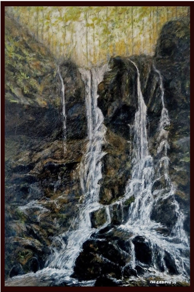 TOŠANOVSKÝ VODOPÁD (CASCATA DE TOŠANOV), Ladislava Chlebdová — Wood, 50 × 70 cm