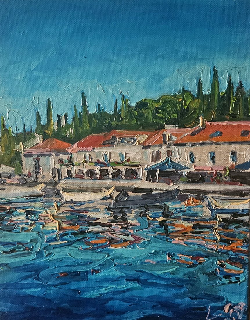 Mořské město, Leisan Gaziz — Oil Painting, Impressionism, Canvas — 25 × 30 cm