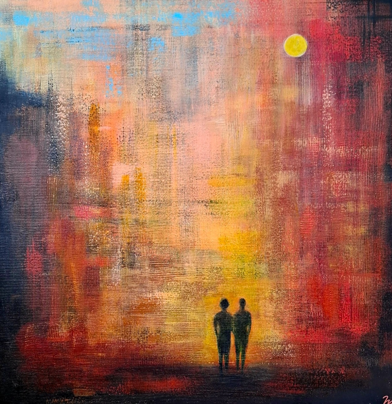 Hřejivá blízkost, Lenka Wenzelová — Acrylic, Abstract, Canvas — 60 × 60 cm