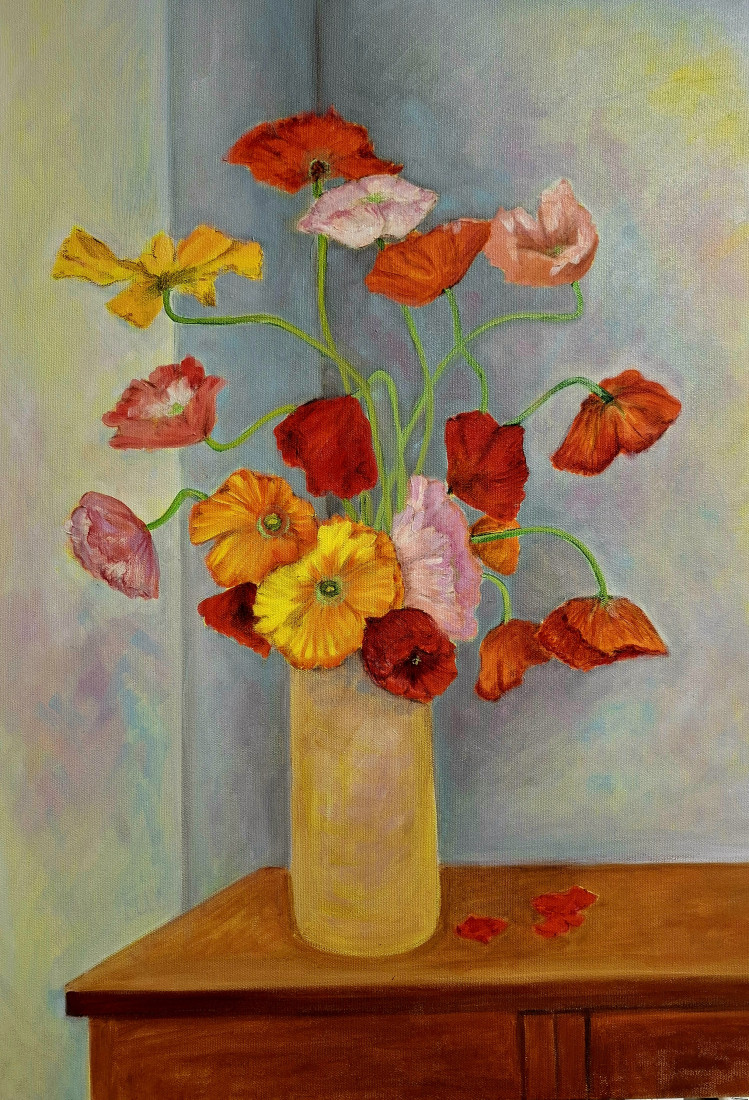 Květiny ve váze (Flores num vaso), Lenka Wenzelová — Canvas, 50 × 70 cm