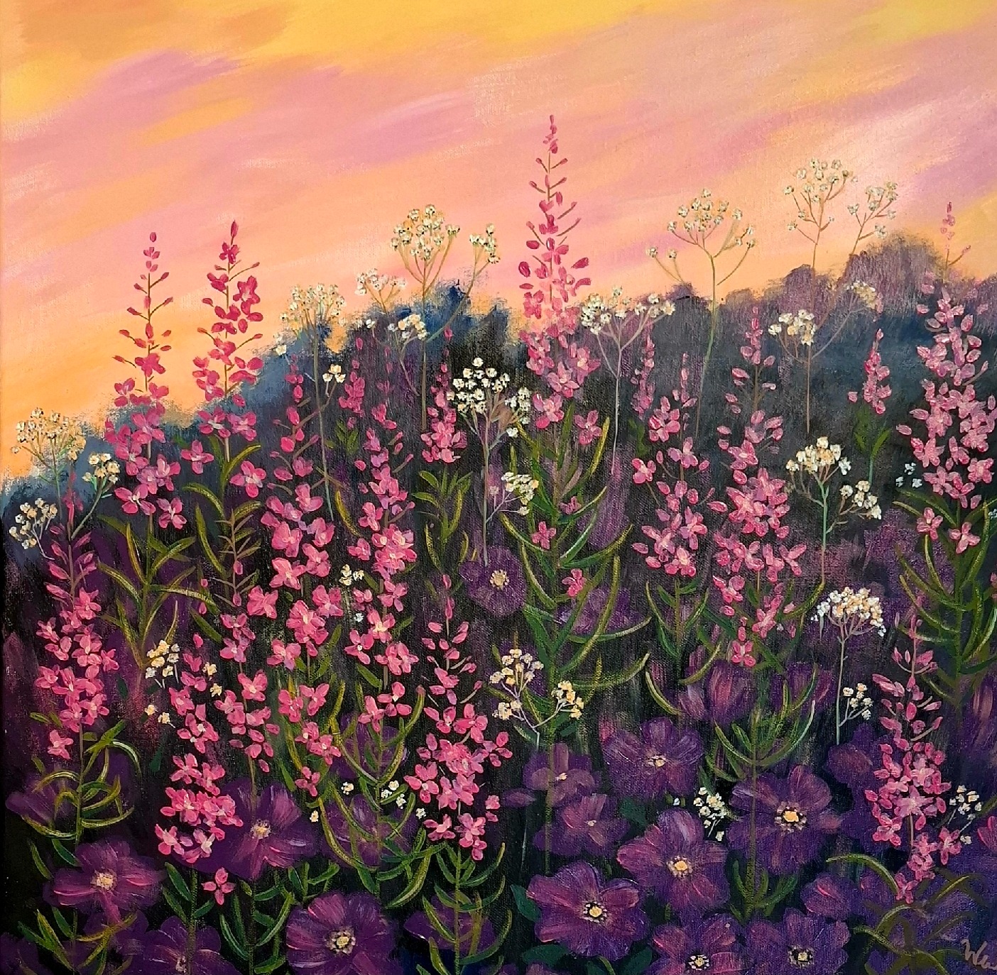 Vrbky, Lenka Wenzelová — Acrylic, Expressionism, Canvas — 60 × 60 cm