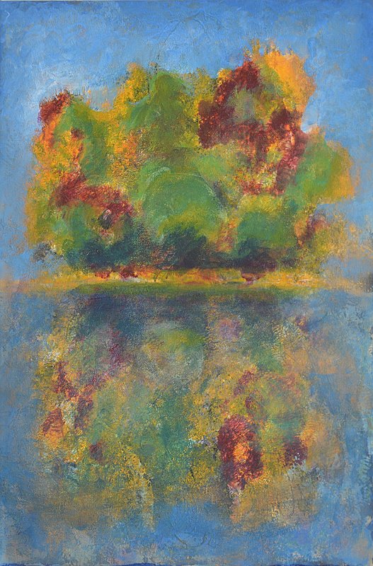 Zrcadlení, Libuše Kučerová — Acrylic, Expressionism, Canvas — 30 × 40 cm