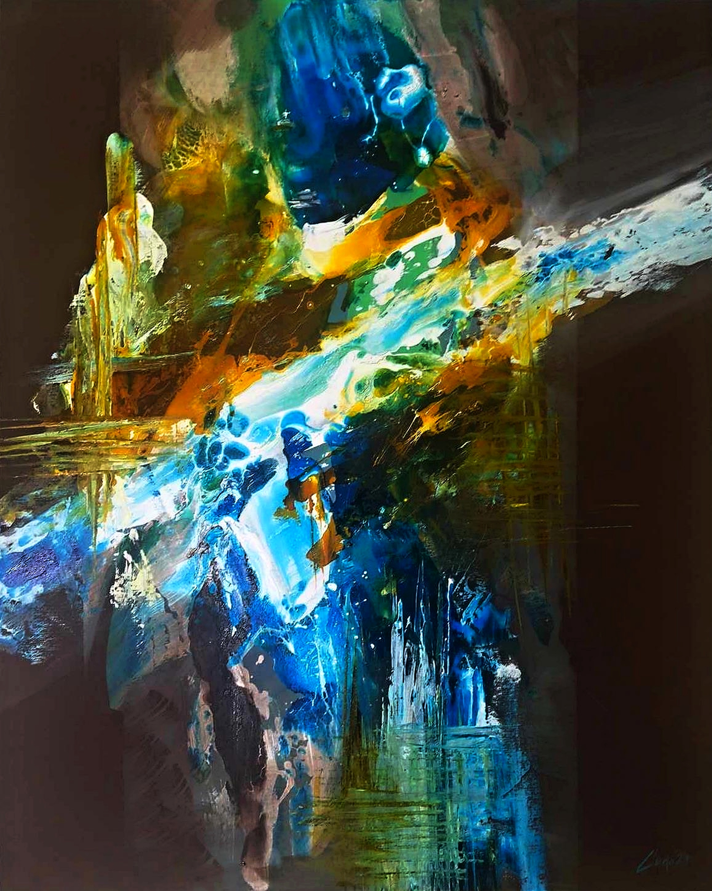 Zvukové vibrácie, Ľudovít Ševčík — Mixed Media, Abstract, Canvas — 80 × 100 cm