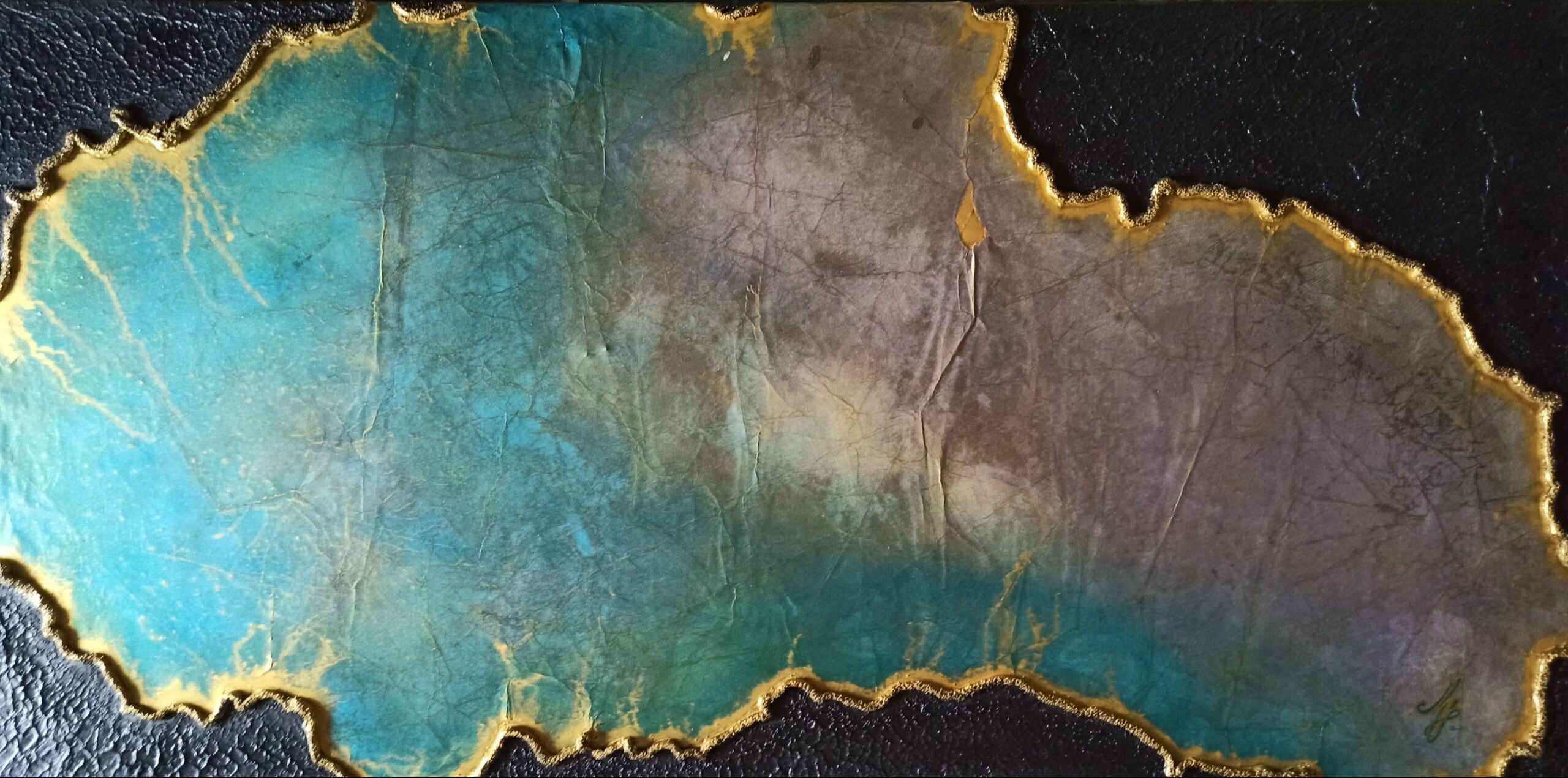 Drahokam pod zemí, Marcella Beltrami — Mixed Media, Abstract, Canvas — 140 × 70 cm