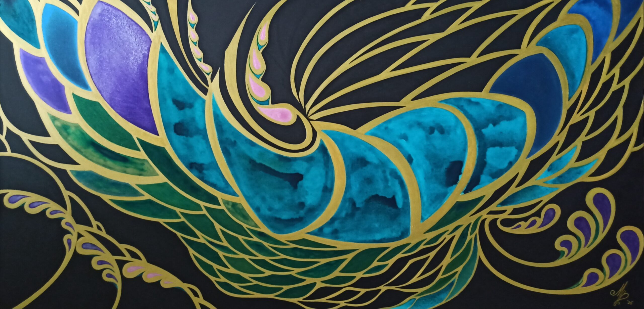 Dubaj, Marcella Beltrami — Akryl, Art Deco, Plátno — 140 × 70 cm