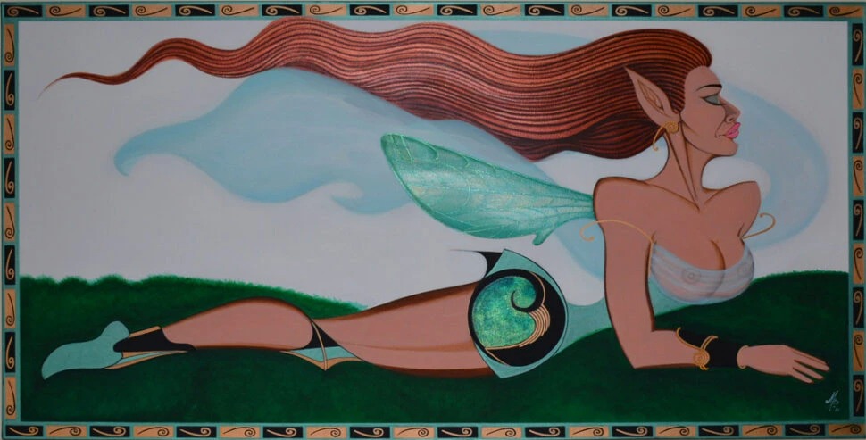 Elfka, Marcella Beltrami — Mixed Media, Art Deco, Canvas — 140 × 70 cm