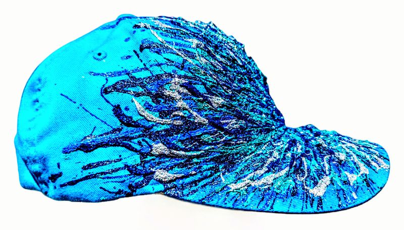 funky art cap - AZZURRO ECLAT (boné Funky Art - AZZURRO ECLAT), Marek Pavlíček — Textile, 16 × 13 cm