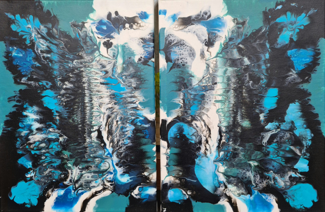Zrcadlení, Markéta Konrád — Acrylic, Abstract, Canvas — 60 × 40 cm