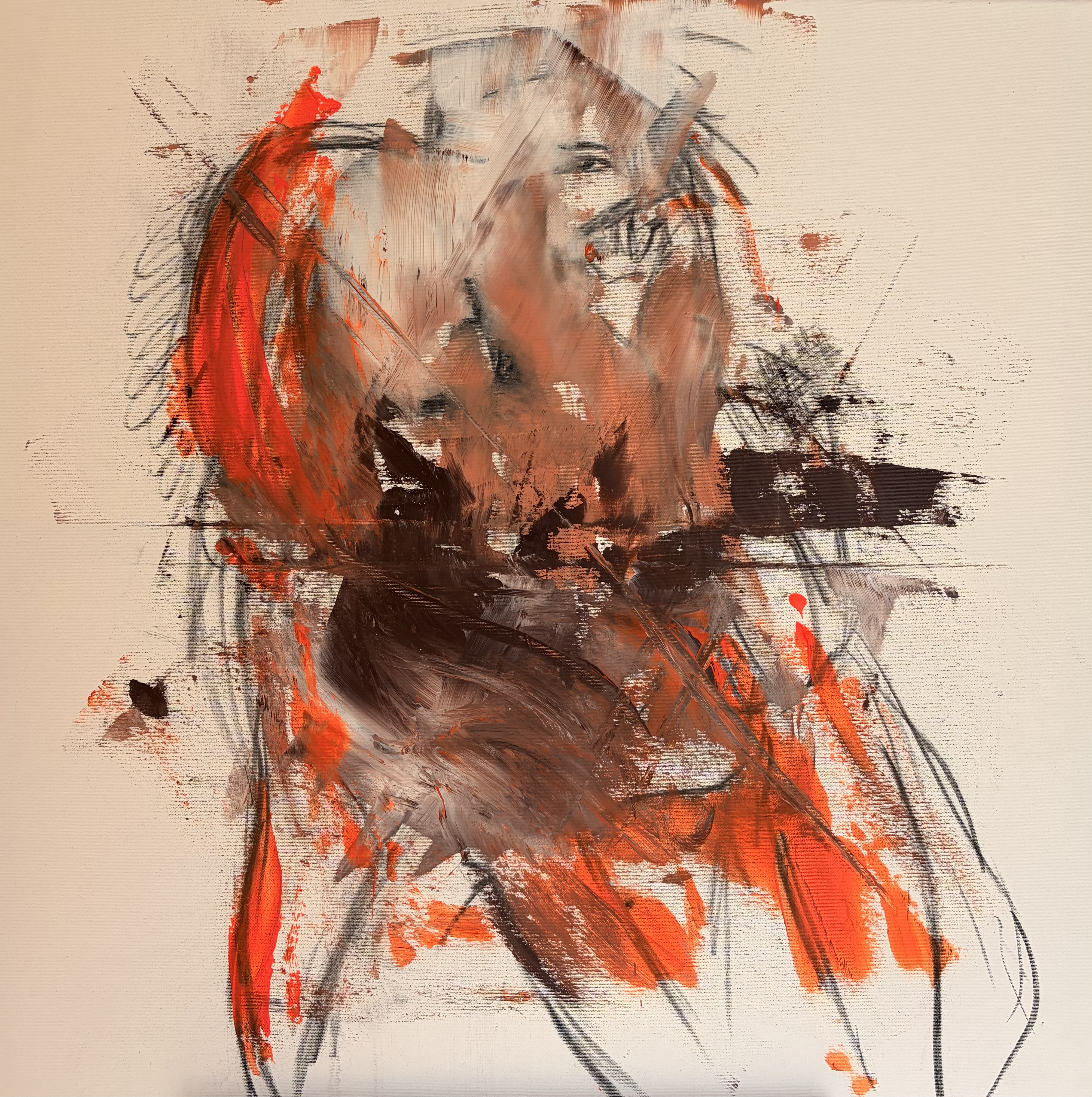 Neither Here nor Gone, Michaela Macenauer — Mixed Media, Abstract, Canvas — 100 × 100 cm
