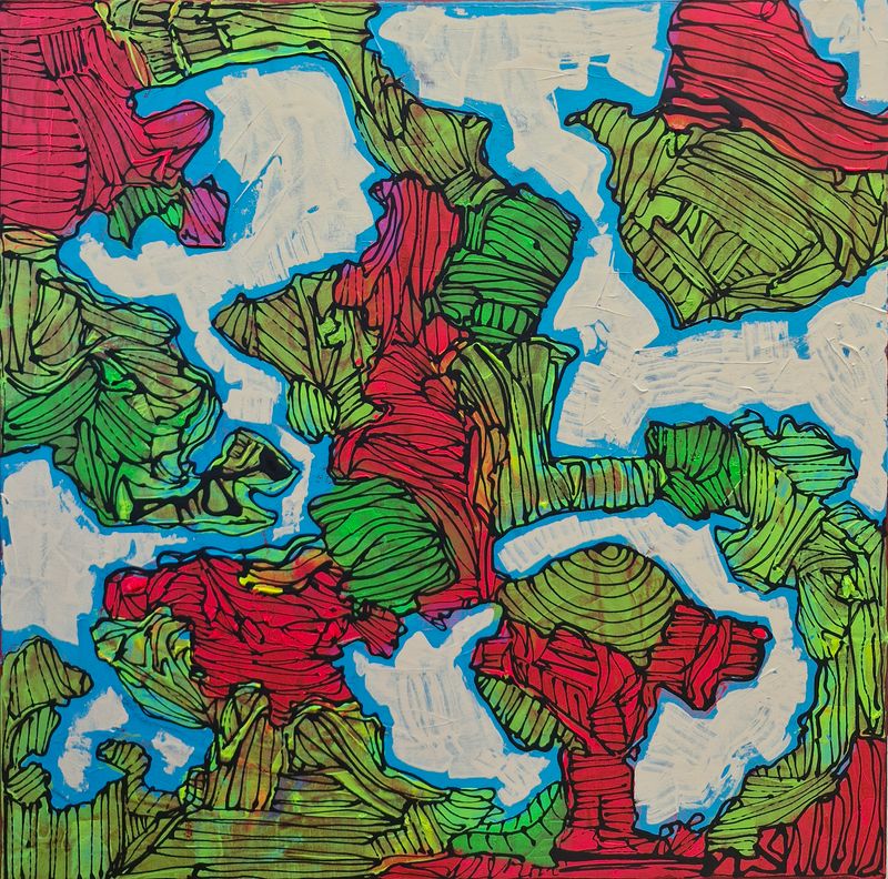 Bio Network I., Natália Junasová — Plátno, 85 × 85 cm