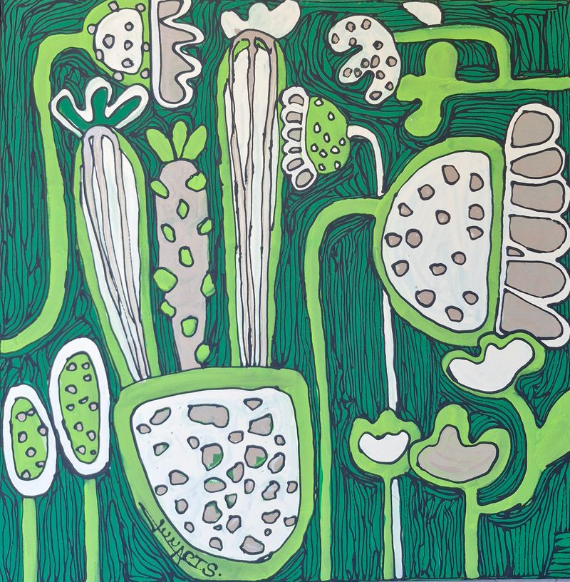 Botanical Code II., Natália Junasová — Plátno, 85 × 85 cm