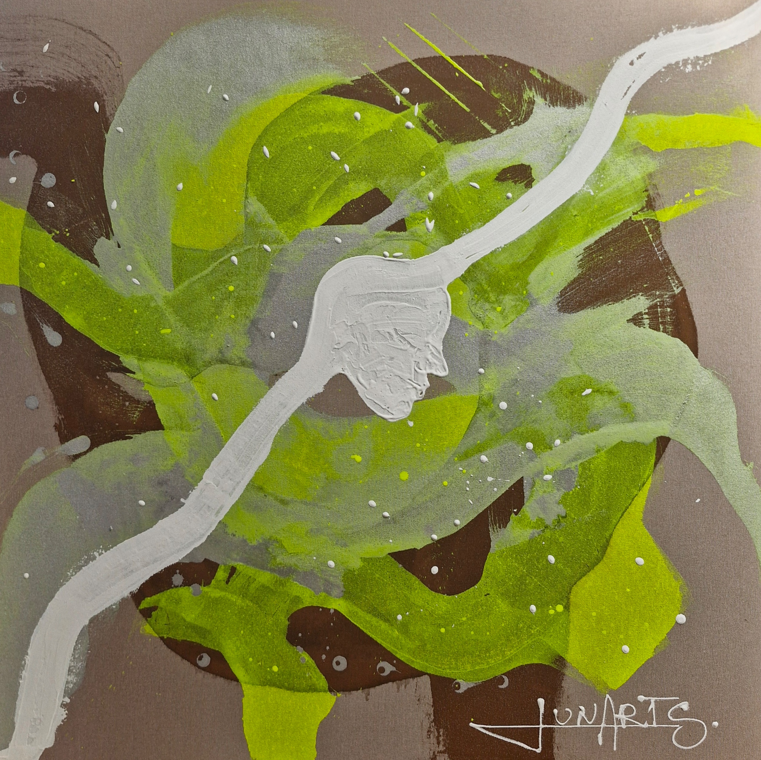 Inner Current, Natália Junasová — Acrílico, Abstracción, Lienzo — 85 × 85 cm