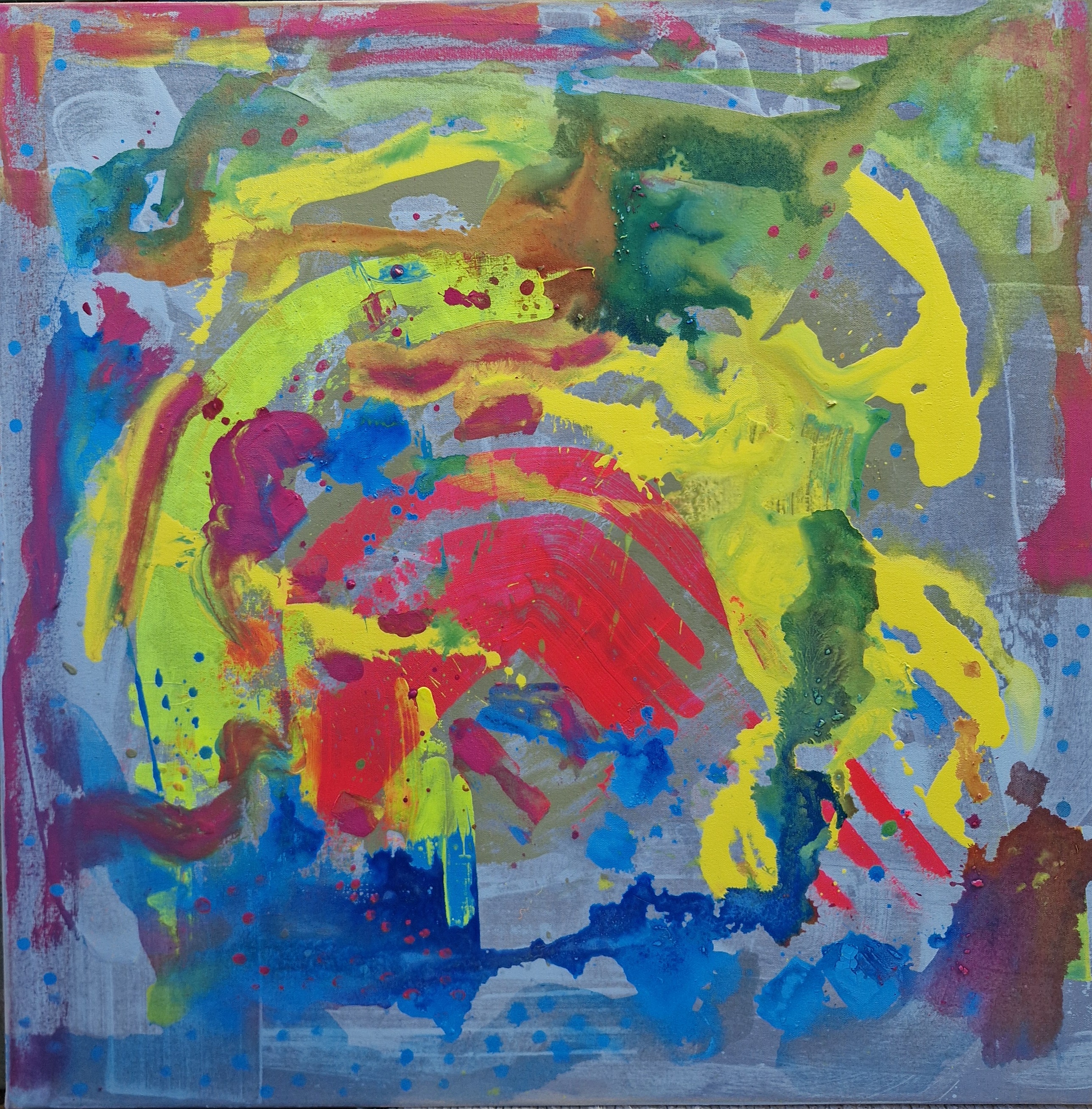 The Chromatic Vortex, Natália Junasová — Acrílico, Abstracción, Lienzo — 85 × 85 cm