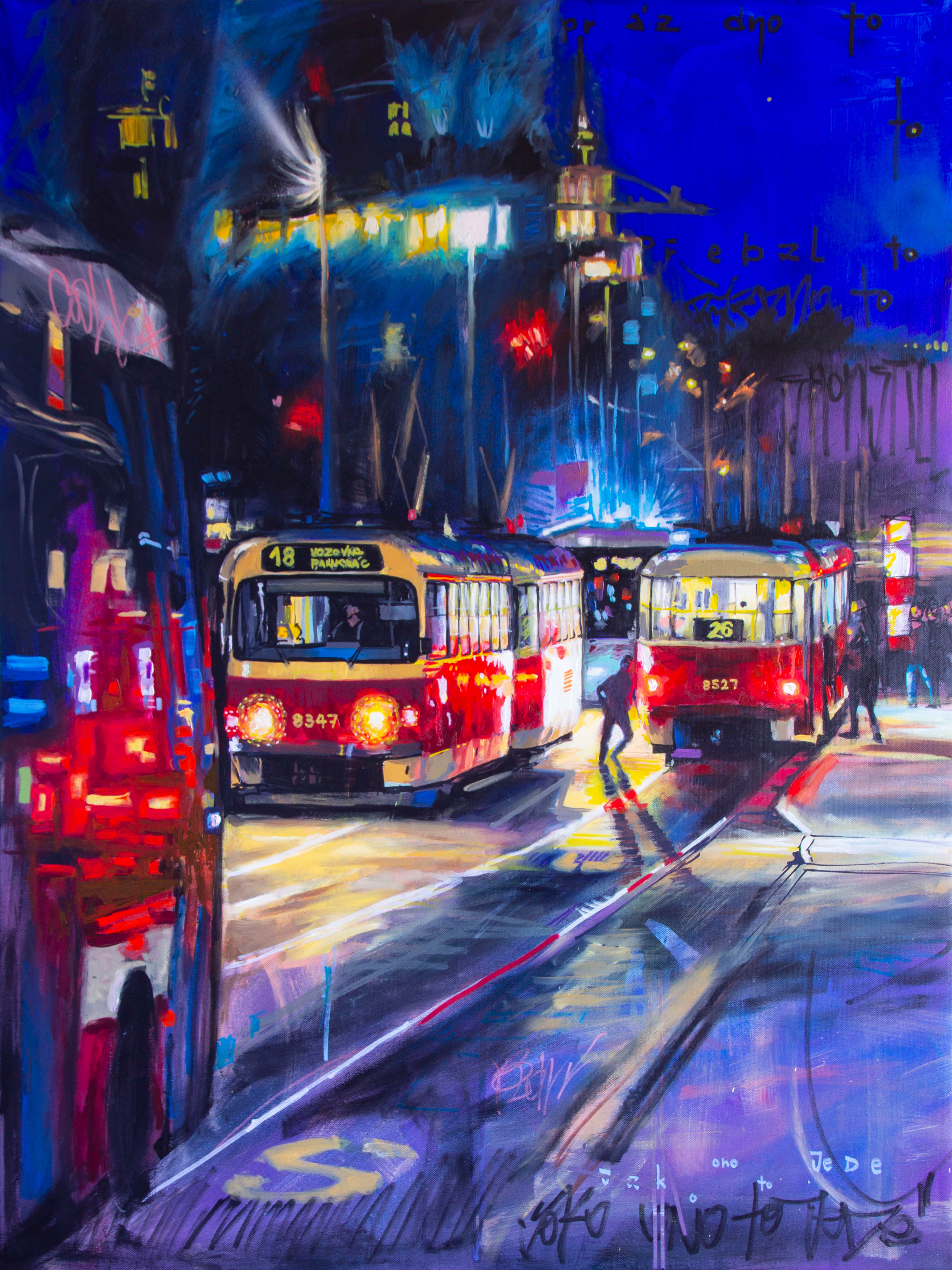 Vítězné náměstí, Pavel Dolejš — Obraz olejny, Ekspresjonizm, Płótno — 90 × 120 cm