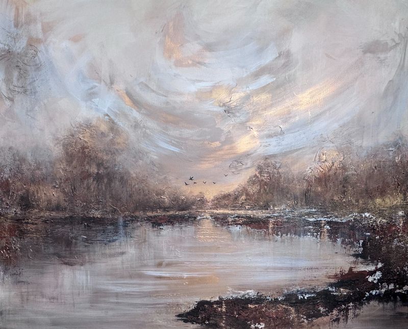 Zlatá hodinka, Petra Dadikova — Plátno, 120 × 100 cm