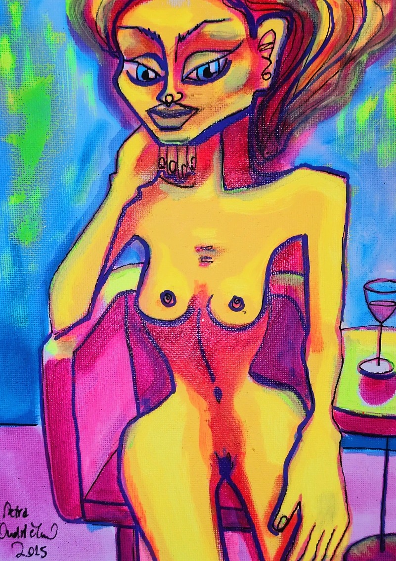 Aperi time, Petra Ondrackova — Mixed Media, Fauvism, Canvas — 18 × 24 cm