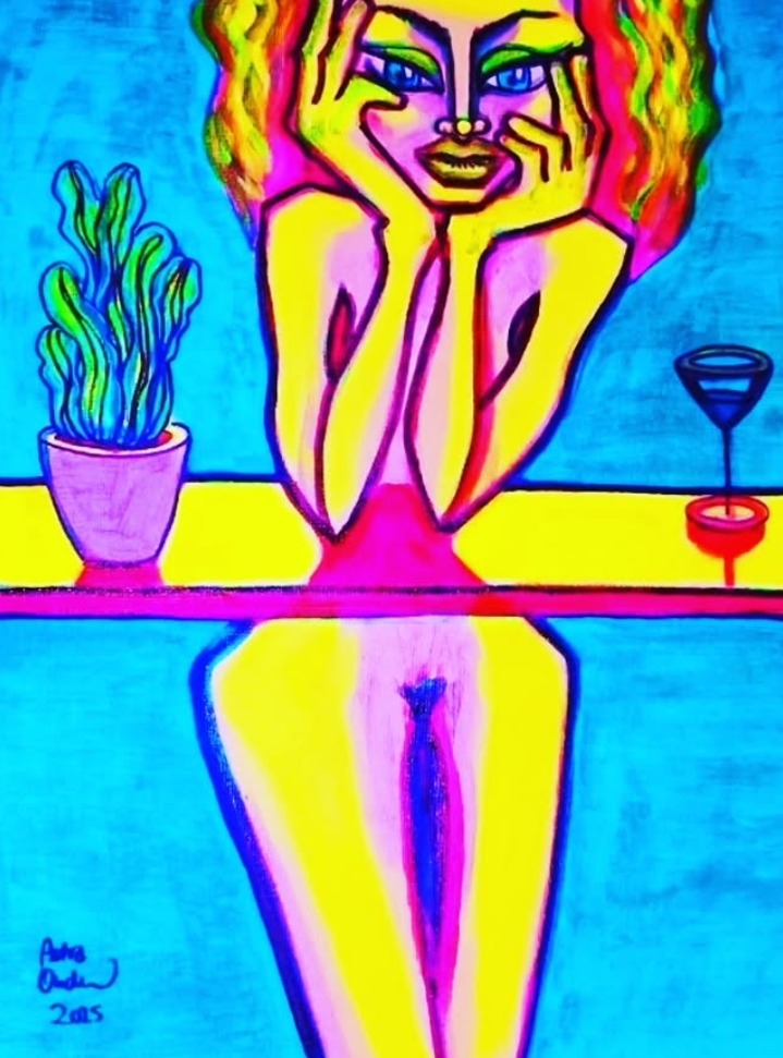 Aperitivo prima di partire, Petra Ondrackova — Acrylic, Fauvism, Canvas — 30 × 40 cm