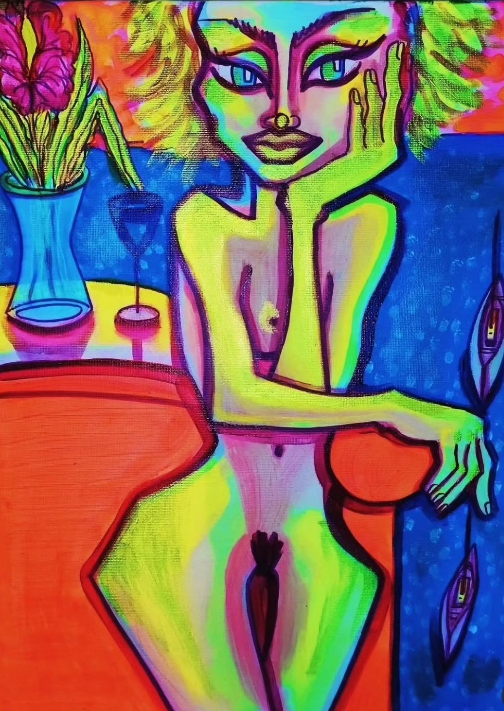 Aperitivo prima di partire II, Petra Ondrackova — Acrylic, Expressionism, Canvas — 30 × 40 cm