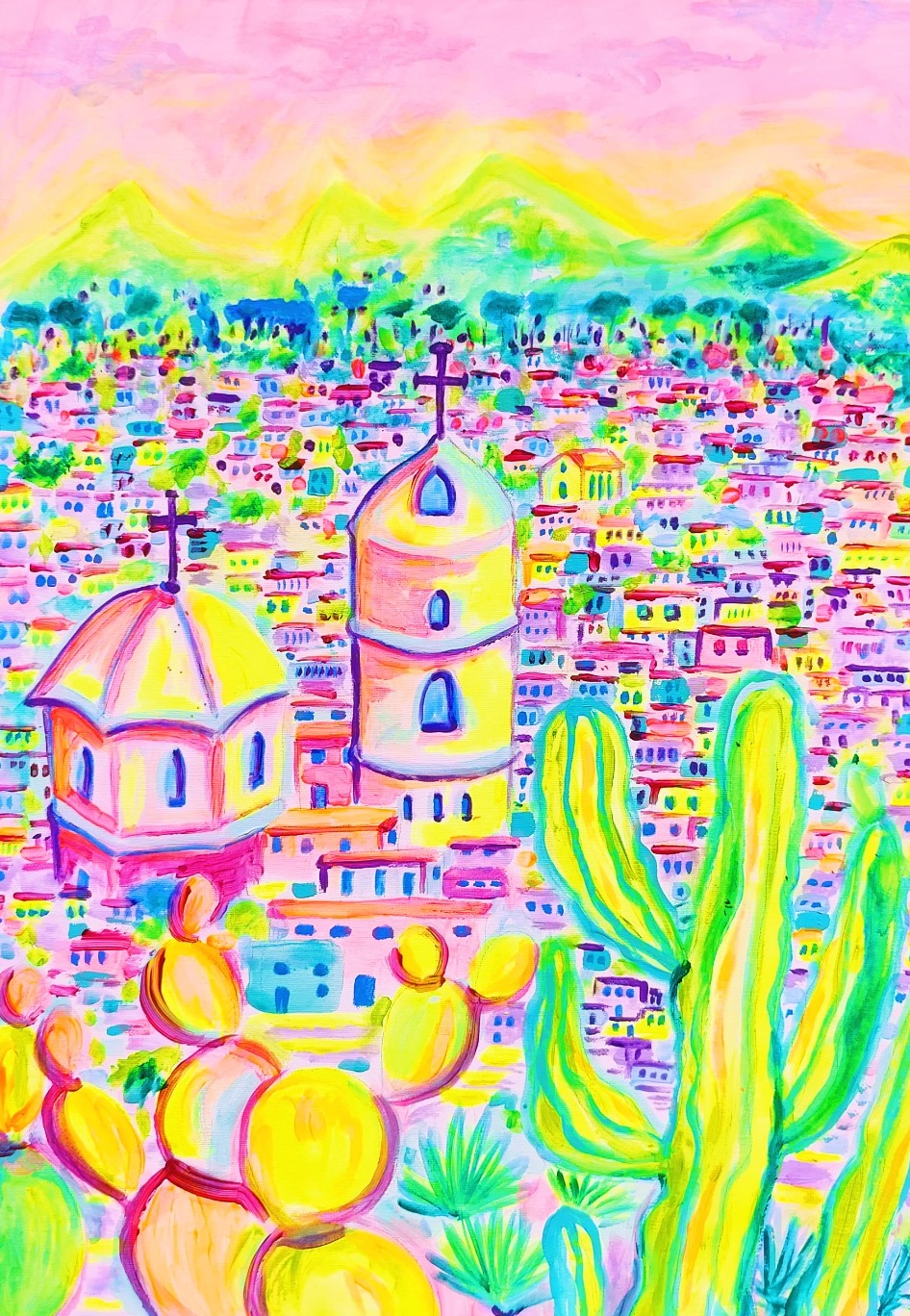 Ciudad, Petra Ondrackova — Acrylic, Fauvism, Canvas — 50 × 70 cm