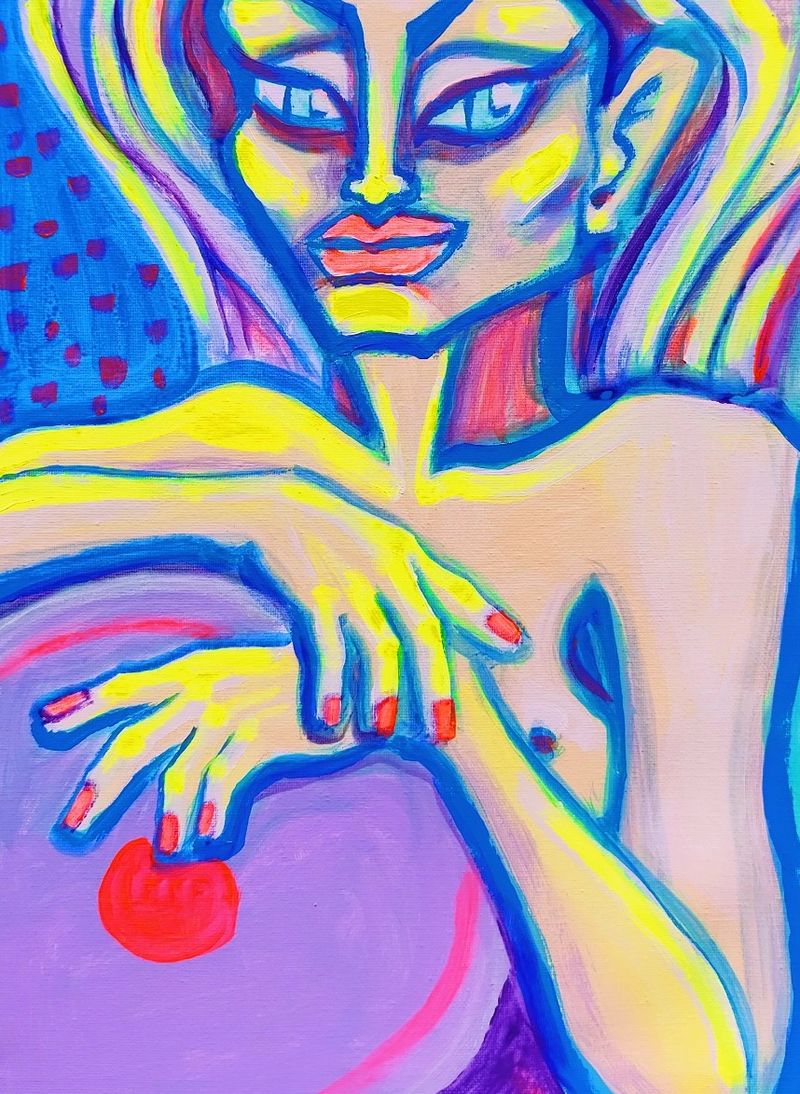 Diva na divanu, Petra Ondrackova — Plátno, 30 × 40 cm