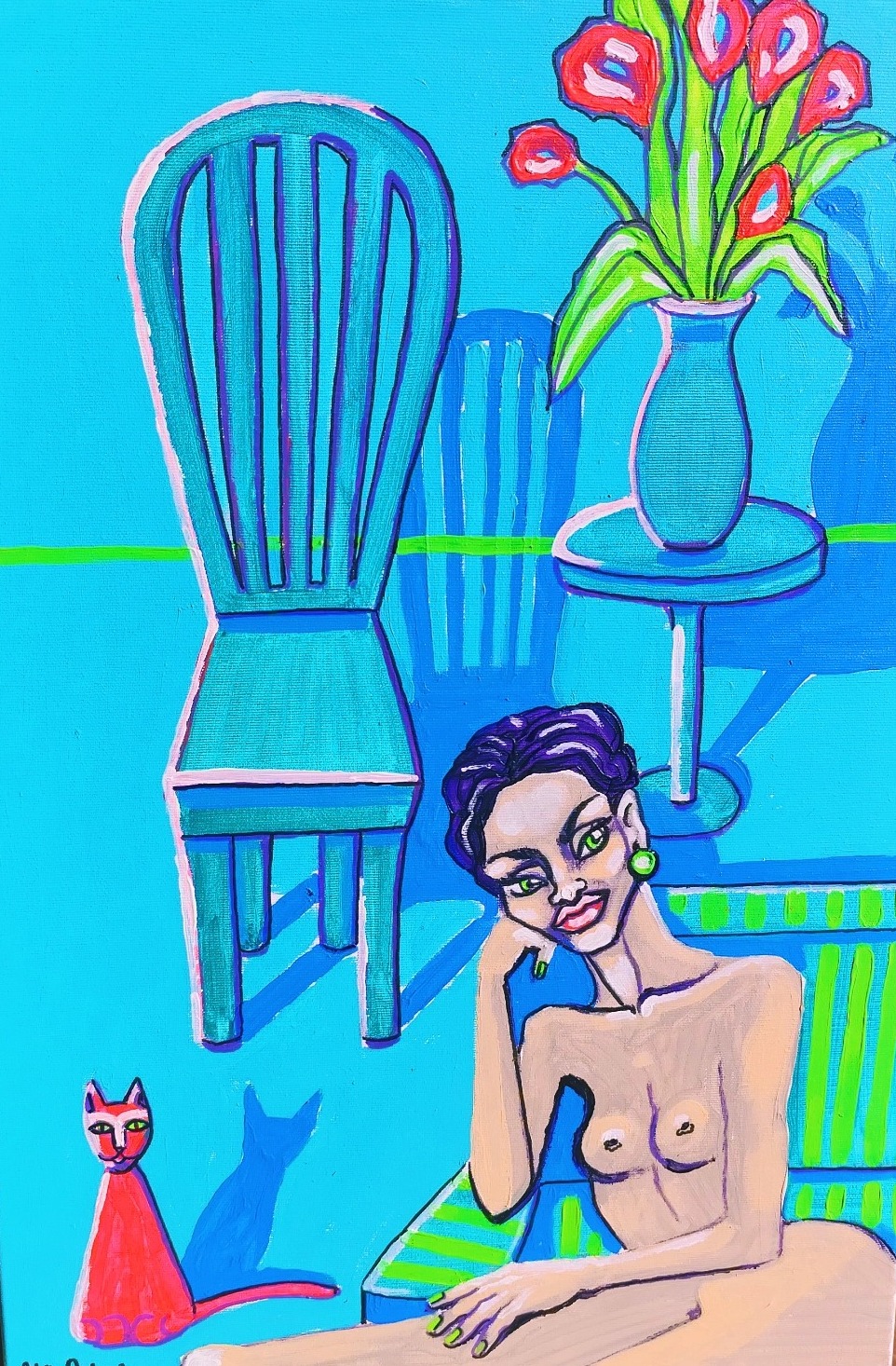 I'm blue, Petra Ondrackova — Acrylic, Fauvism, Canvas — 40 × 60 cm
