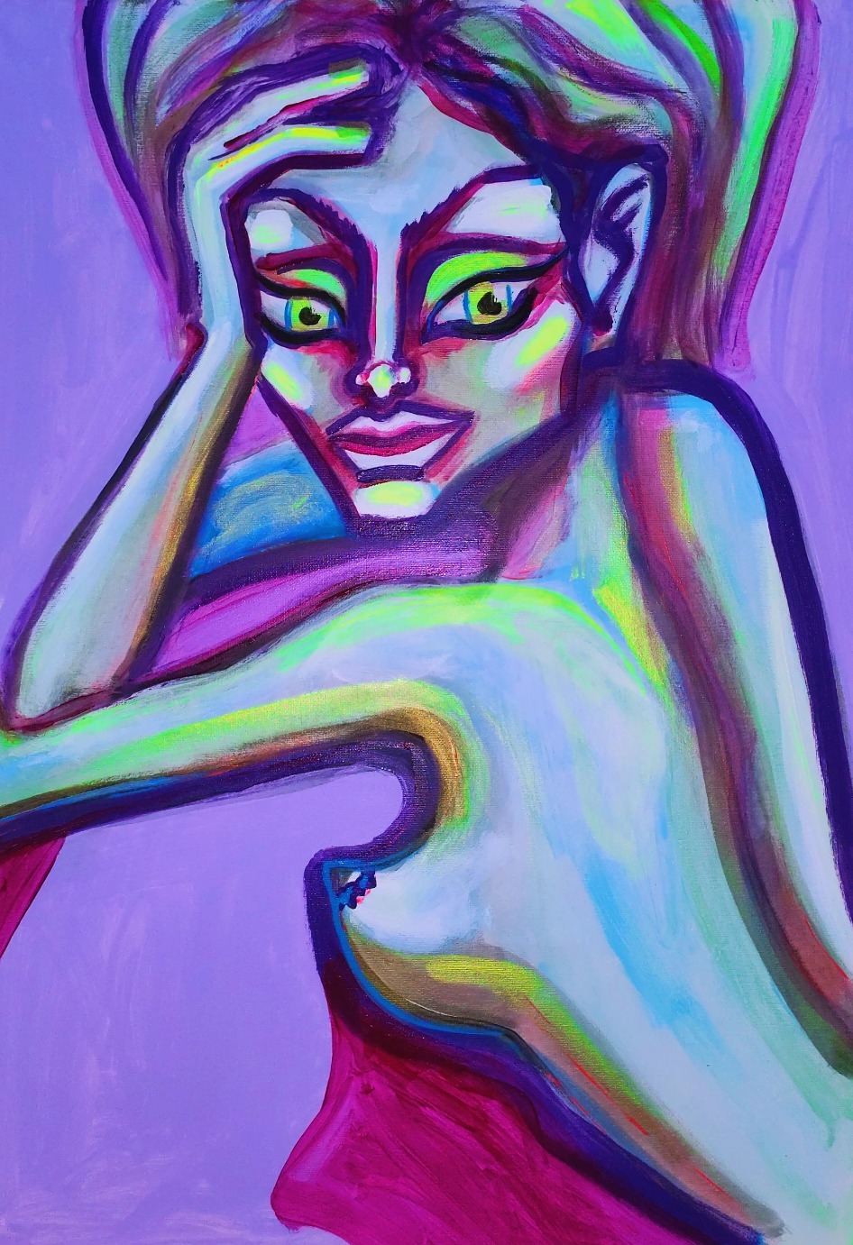 Lazy, Petra Ondrackova — Acrylic, Fauvism, Canvas — 50 × 70 cm