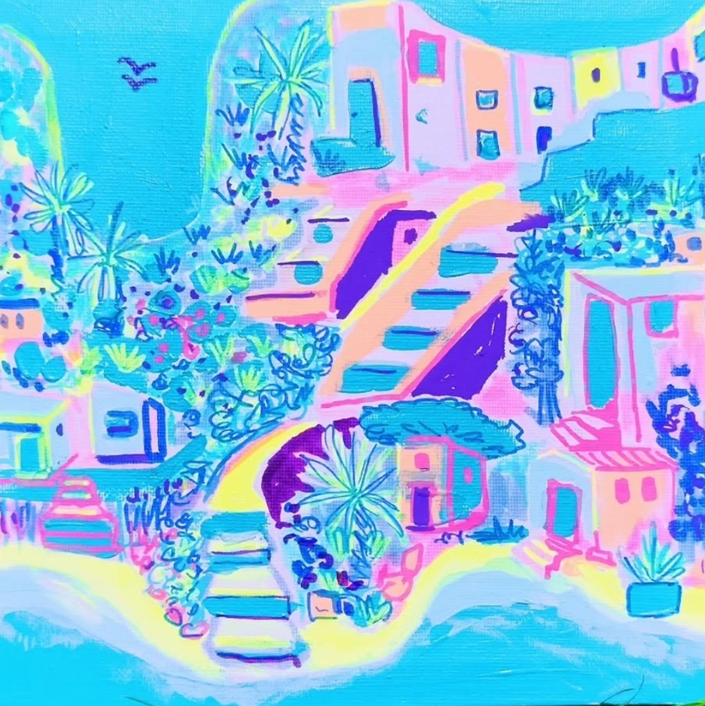 Marina, Petra Ondrackova — Mixed Media, Fauvism, Canvas — 20 × 20 cm