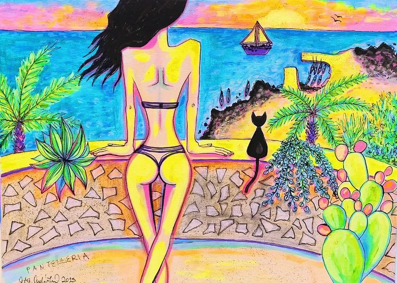 Ostrov Pantelleria, Petra Ondrackova — Plátno, 40 × 30 cm