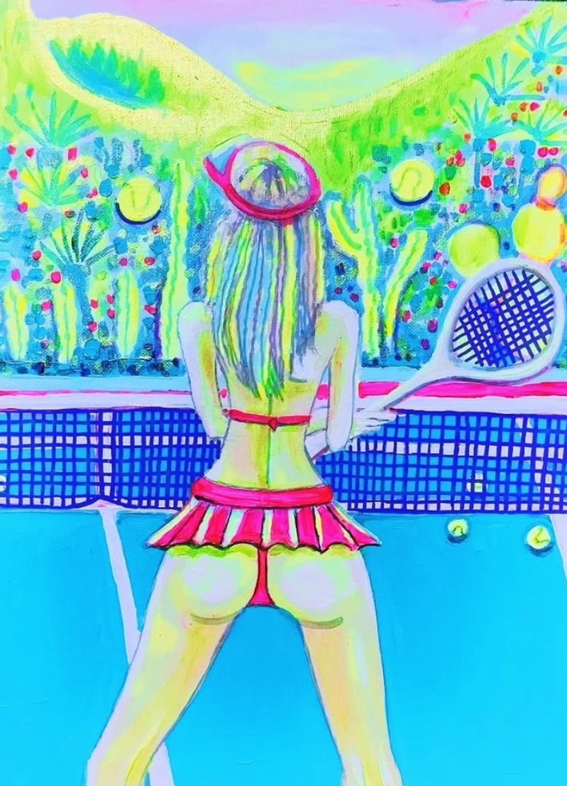 Tennista, Petra Ondrackova — Acrylic, Fauvism, Canvas — 30 × 40 cm