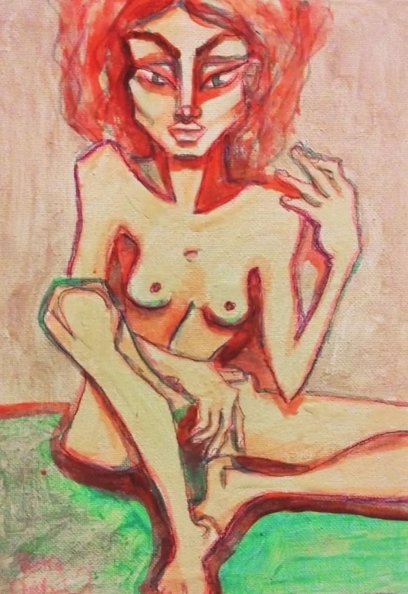 U stěny, Petra Ondrackova — Plátno, 18 × 24 cm