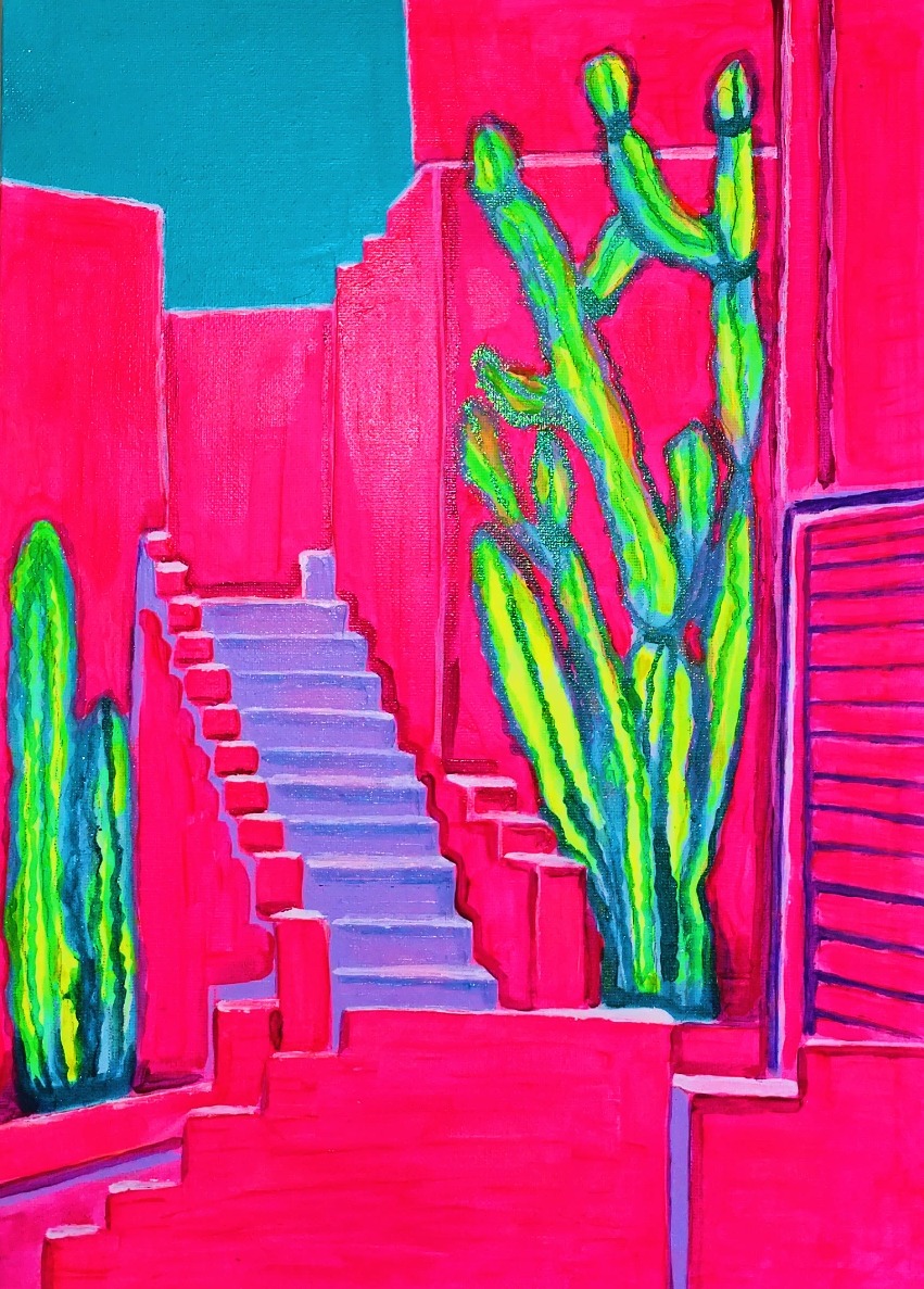 Villa Magenta, Petra Ondrackova — Acrylic, Fauvism, Canvas — 30 × 40 cm