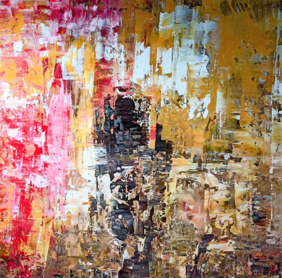 Pohledy v čase, Richard Görög — Acrylic, Abstract, Wood — 100 × 100 cm